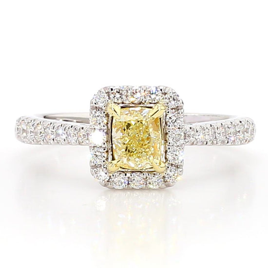 GIA Certified Natural Yellow Cushion Diamond 1.01 Carat TW Gold Cocktail Ring