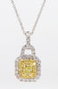 Natural Yellow Radiant and White Diamond .58 Carat TW Gold Drop Pendant