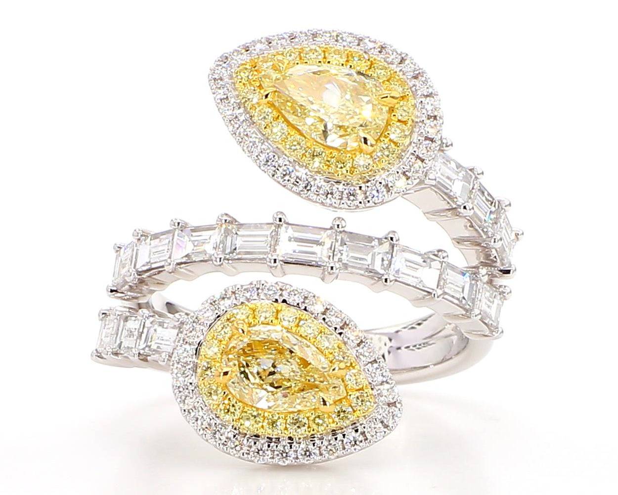 GIA Certified Natural Yellow Pear Diamond 2.78 Carat TW Gold Cocktail Ring