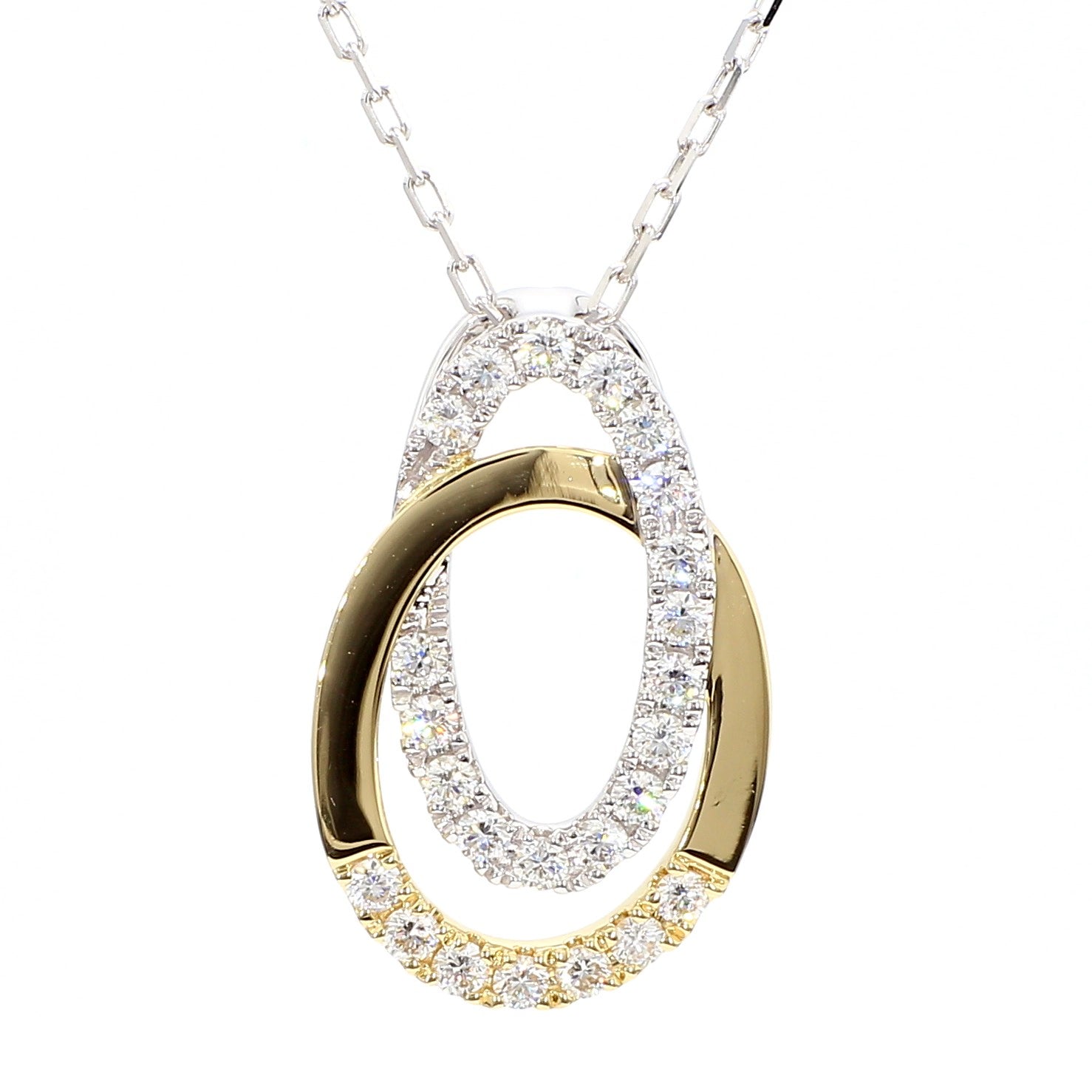 Natural White Round Diamond 0.53 Carat TW Gold Drop Pendant