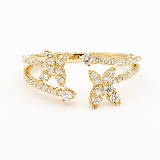 Natural White Round Diamond 0.35 Carat TW Yellow Gold Cocktail Band