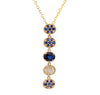 Natural Blue Oval Sapphire and White Diamond 0.93 Carat TW Gold Drop Pendant