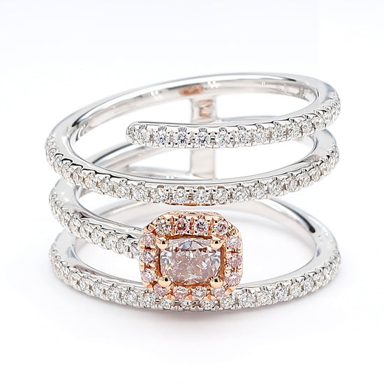 GIA Certified Fancy Pinkish Brown Cushion Diamond 1.20 Carat TW Cocktail Ring