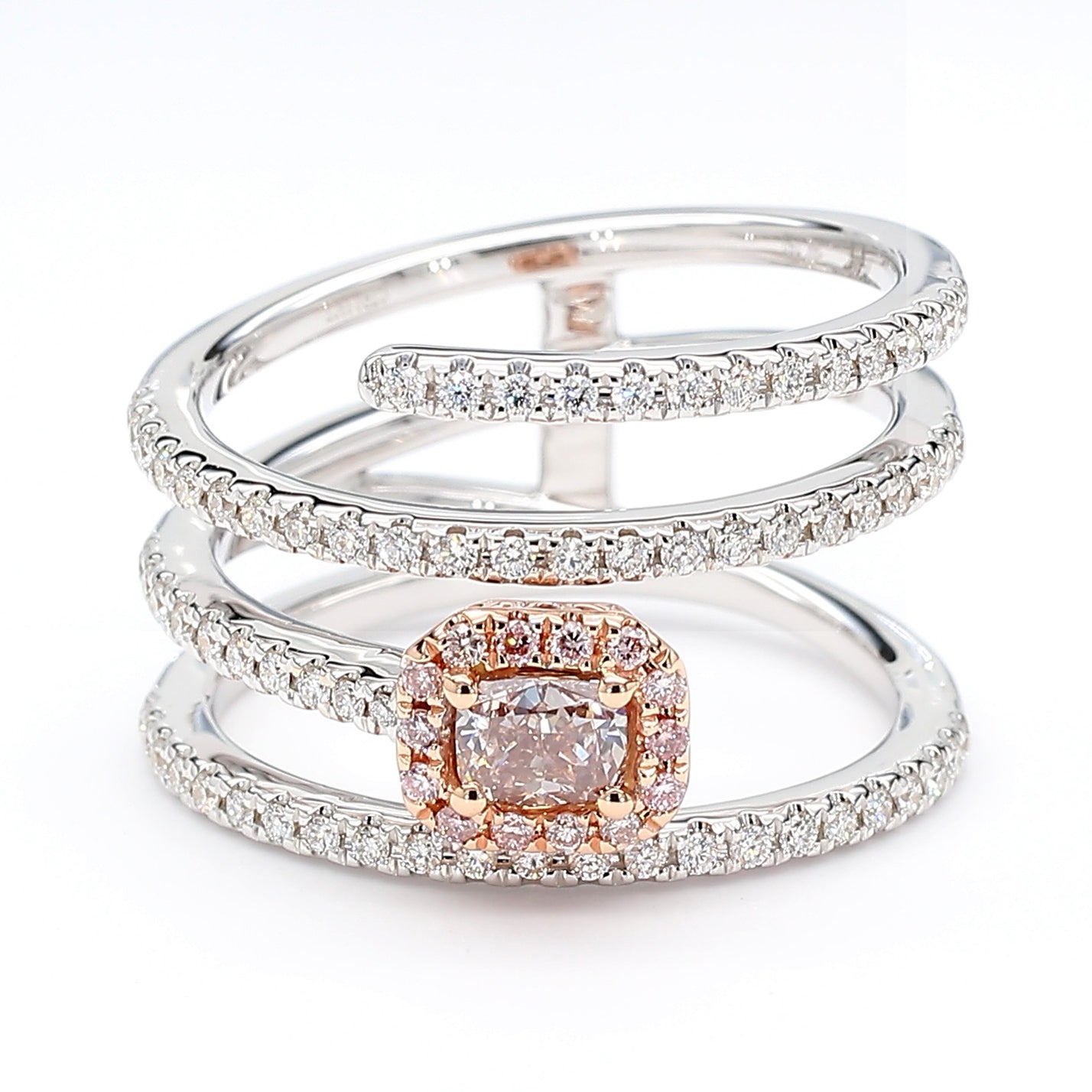GIA Certified Fancy Pinkish Brown Cushion Diamond 1.20 Carat TW Cocktail Ring
