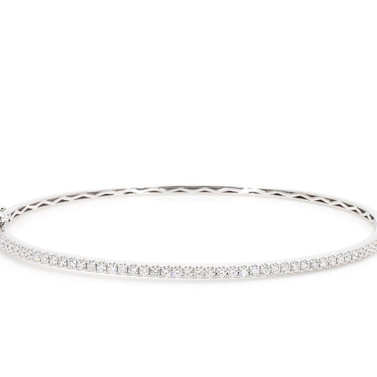 Natural White Round Diamond 0.63 Carat TW White Gold Cuff Bracelet