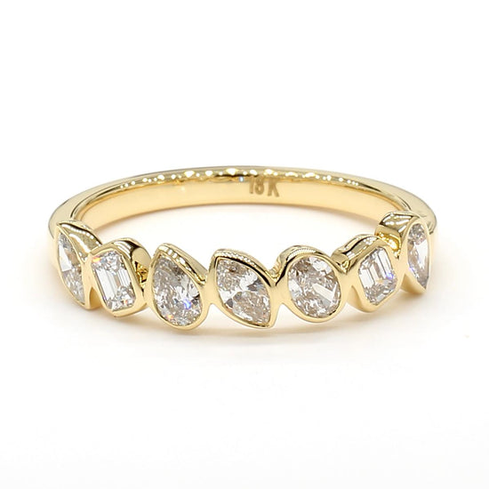 Natural White Emerald Diamond 0.73 Carat TW Yellow Gold Cocktail Band