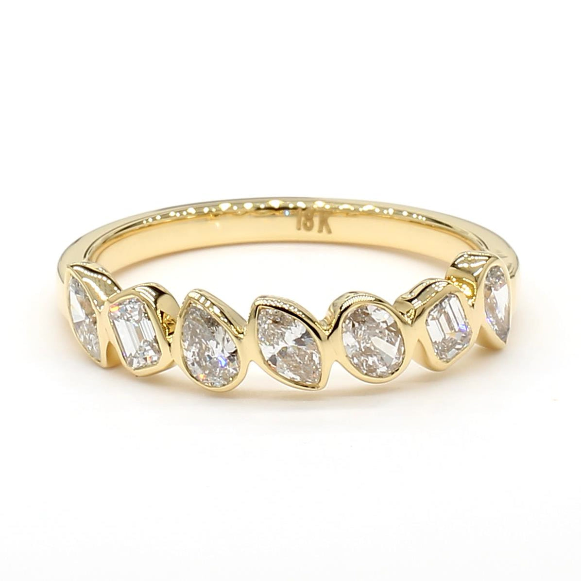 Natural White Emerald Diamond 0.73 Carat TW Yellow Gold Cocktail Band