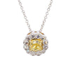 Natural Yellow Cushion and White Diamond 0.70 Carat TW Gold Drop Pendant