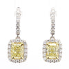 GIA Certified Natural Yellow Cushion Diamond 4.07 Carat TW Gold Drop Earrings