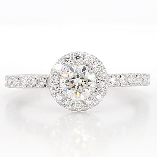 Natural White Round Diamond 0.90 Carat TW White Gold Engagement Ring