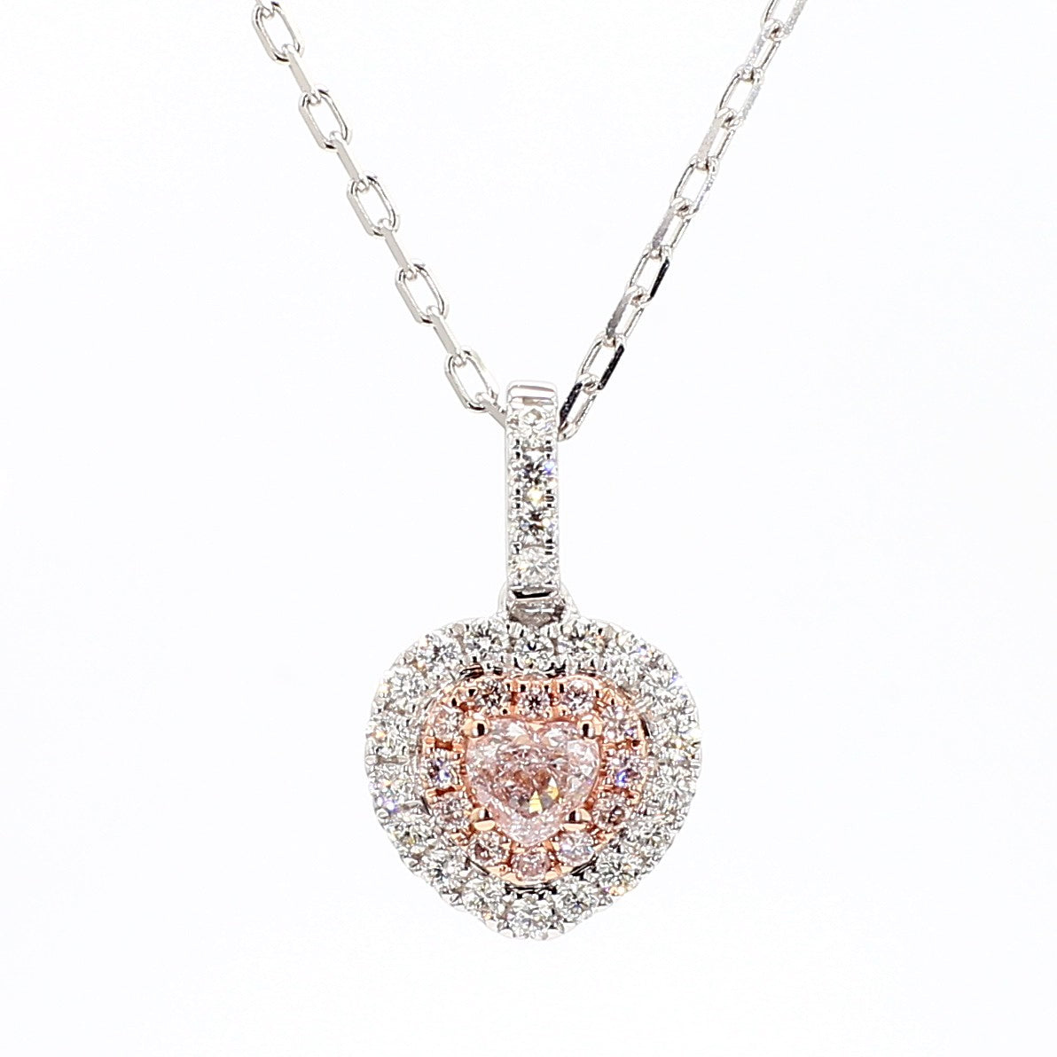GIA Certified Natural Pink Heart Diamond 0.52 Carat TW Gold Drop Pendant