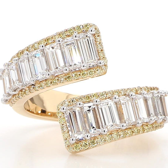 Natural White Baguette Diamond 2.70 Carat TW Yellow Gold Cocktail Band