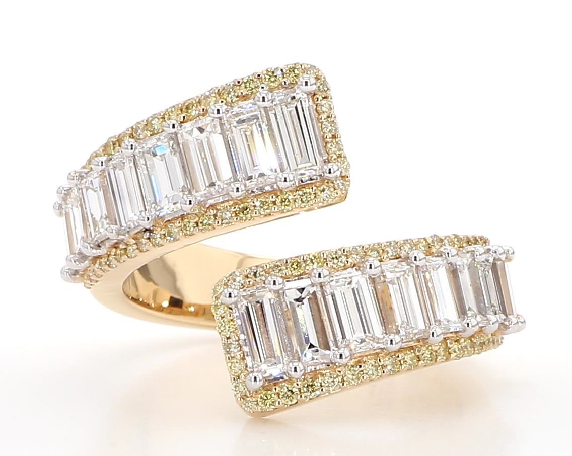 Natural White Baguette Diamond 2.70 Carat TW Yellow Gold Cocktail Band