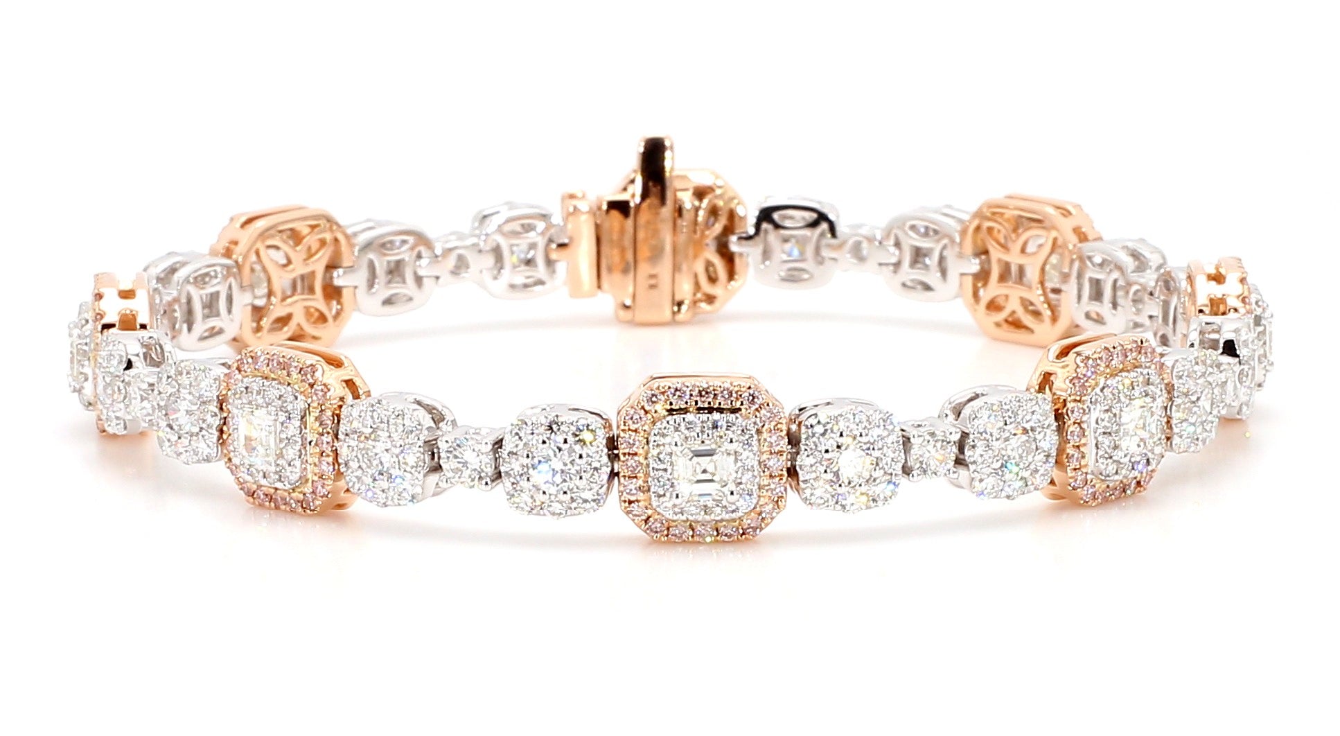 Natural White Emerald Diamond 6.04 Carat TW Gold Tennis Bracelet