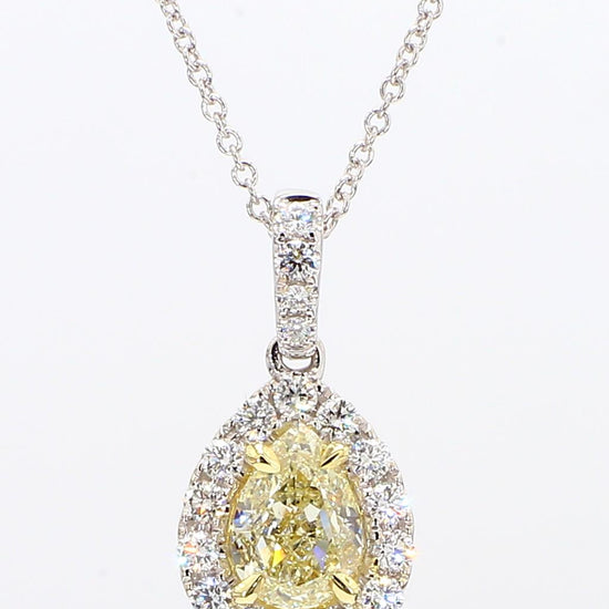 GIA Certified Natural Yellow Pear Diamond 1.37 Carat TW Gold Drop Pendant