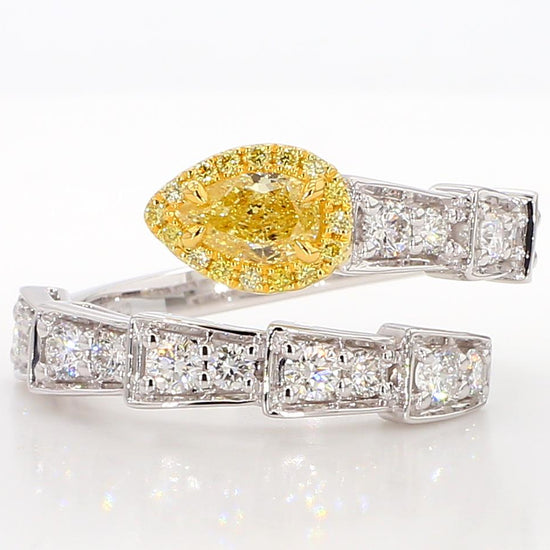 GIA Certified Natural Yellow Pear Diamond 1.28 Carat TW Gold Cocktail Ring