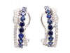 Natural Blue Round Sapphire and Diamond 2.13 Carat TW Gold Hoop Earrings