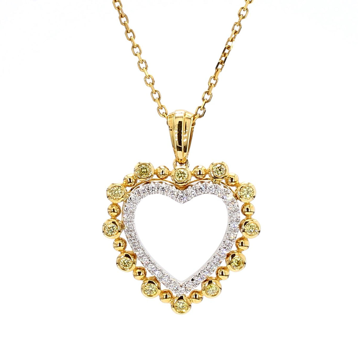 Natural Yellow Round Diamond .32 Carat TW Gold Drop Pendant