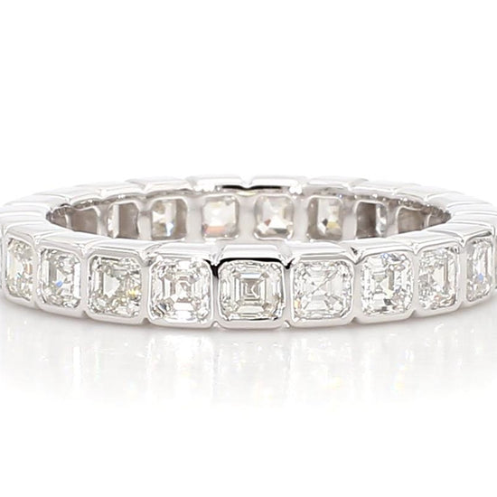 Natural White Asscher Diamond 2.49 Carat TW White Gold Eternity Band