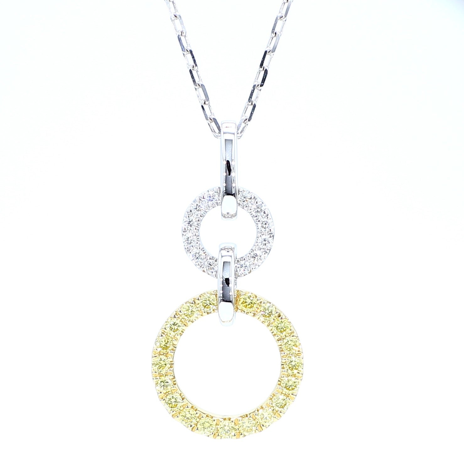 Natural Yellow Round Diamond .33 Carat TW Gold Drop Pendant