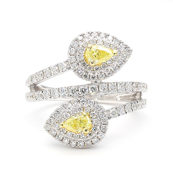 Natural Yellow Pear Diamond 1.21 Carat Tw Gold Cocktail Ring
