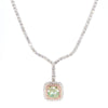 GIA Certified Natural Green Cushion Diamond 7.28 Carat TW Gold Drop Necklace