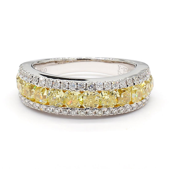 Natural Yellow Radiant Diamond 2.15 Carat TW Gold Wedding Band