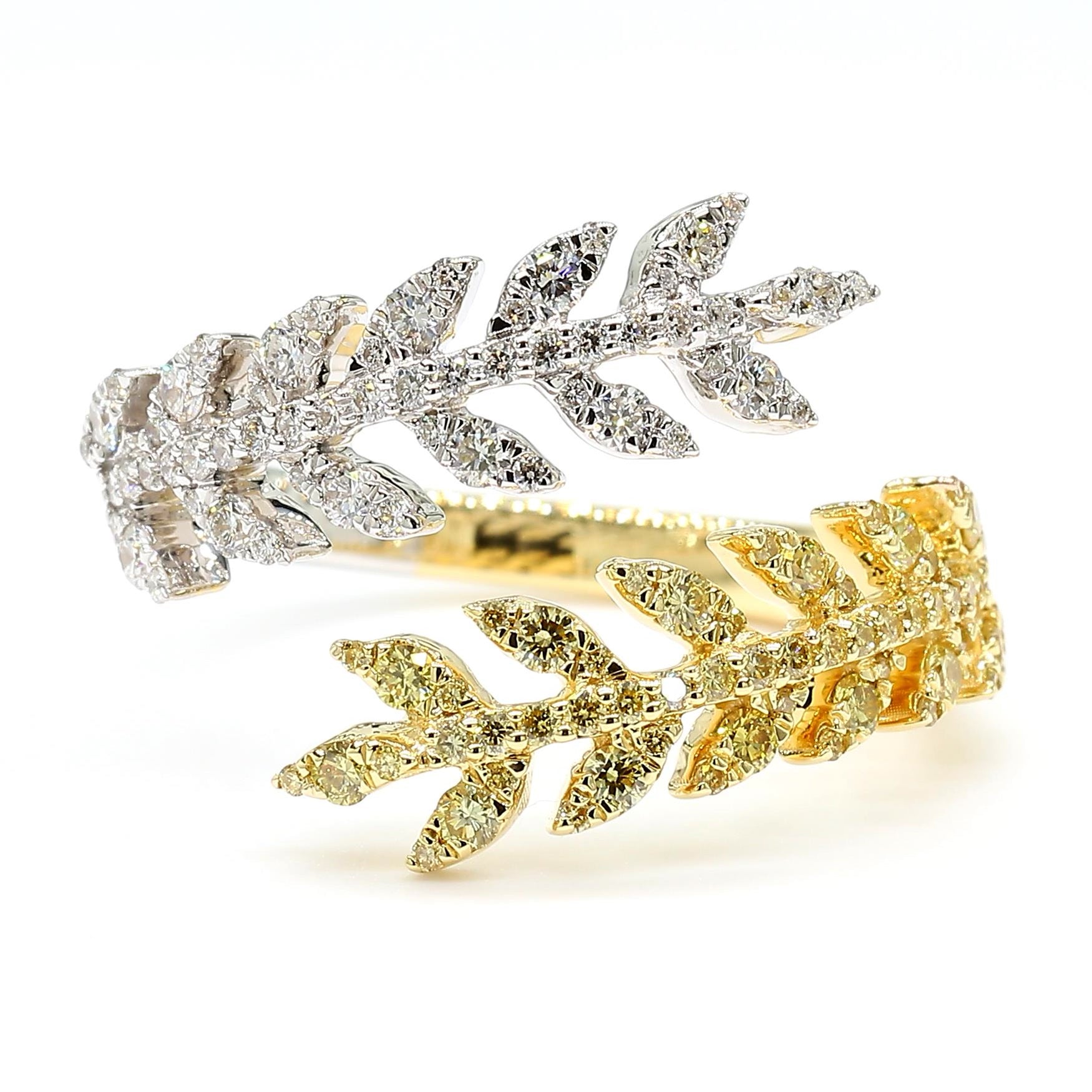 Natural Yellow Round Diamond 0.65 Carat TW Gold Cocktail Ring