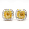 GIA Certified Natural Yellow Cushion Diamond 4.07 Carat TW Gold Stud Earrings