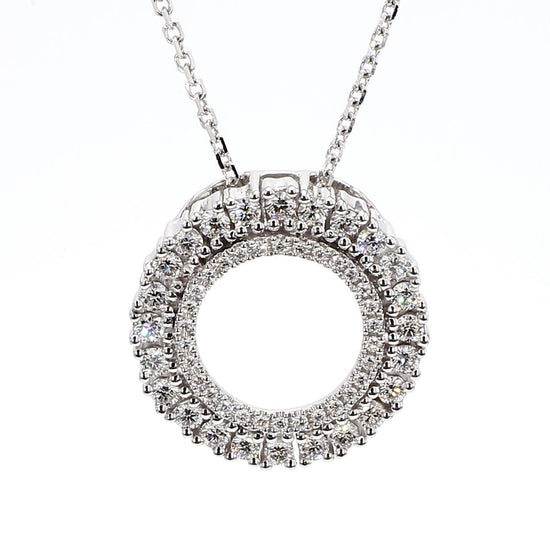 Natural White Round Diamond 0.51 Carat TW White Gold Drop Pendant