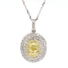 Natural Yellow Oval Diamond 1.57 Carat TW Gold Drop Pendant