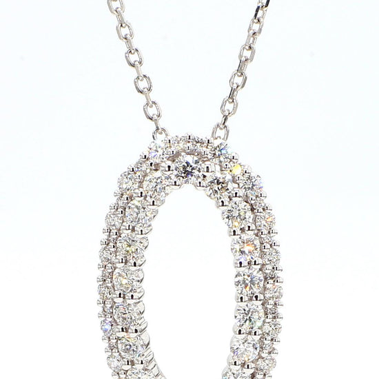 Natural White Round Diamond 1.44 Carat TW White Gold Drop Pendant