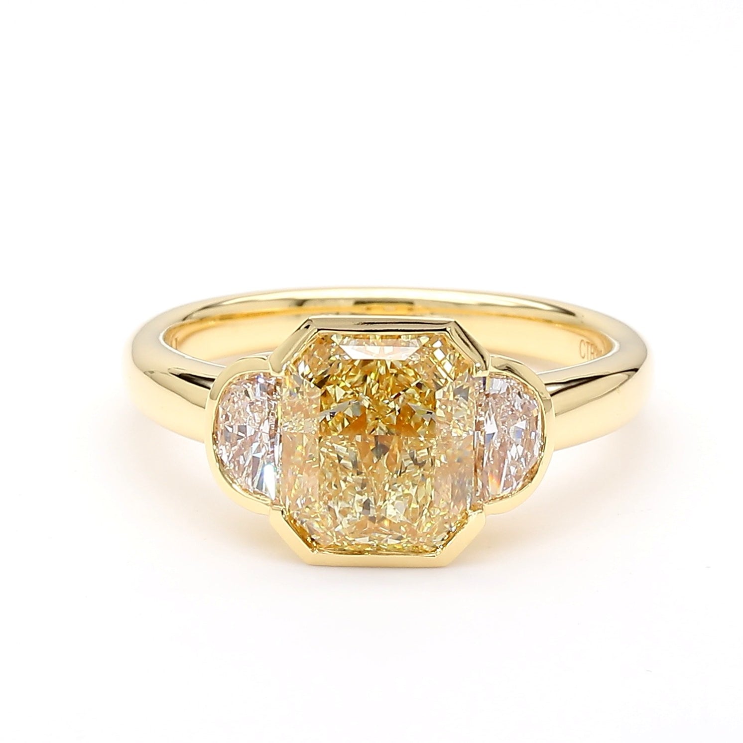 GIA Certified Natural Light Yellow Radiant Diamond 3.41 Carat TW Gold Ring