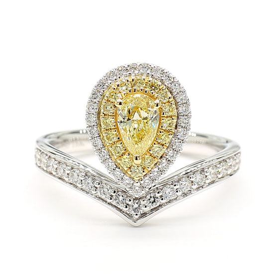 Natural Yellow Pear Diamond 0.79 Carat Tw Gold Cocktail Ring