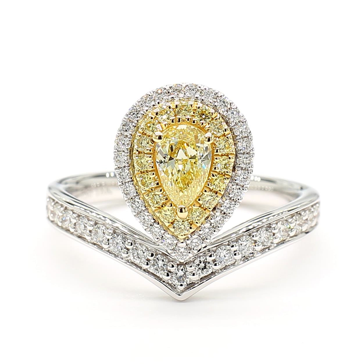 Natural Yellow Pear Diamond 0.79 Carat Tw Gold Cocktail Ring