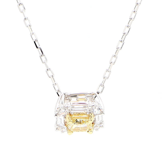 Natural Yellow Cushion and White Diamond .97 Carat TW Gold Drop Pendant