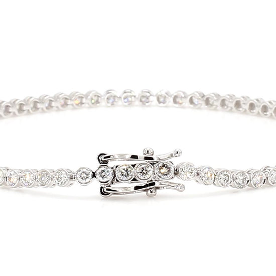 Natural White Round Diamond 1.95 Carat TW White Gold Tennis Bracelet