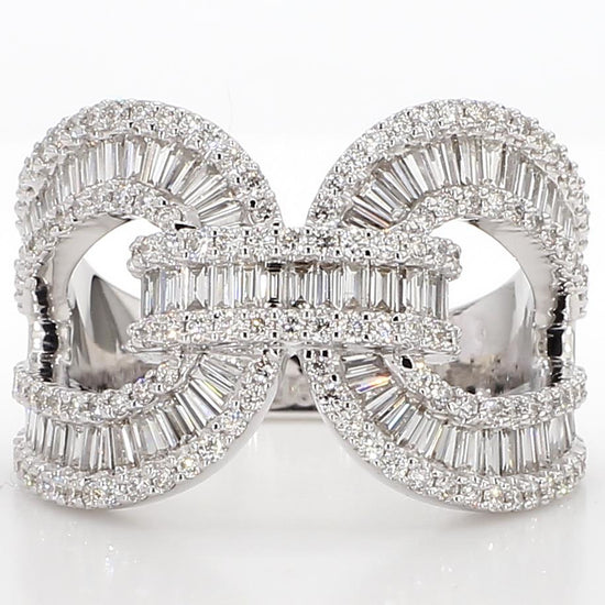 Natural White Baguette Diamond 1.74 Carat TW White Gold Band