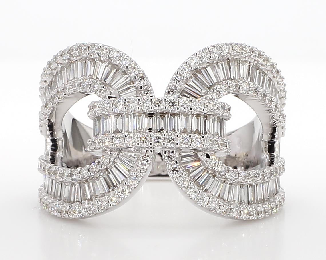 Natural White Baguette Diamond 1.74 Carat TW White Gold Band