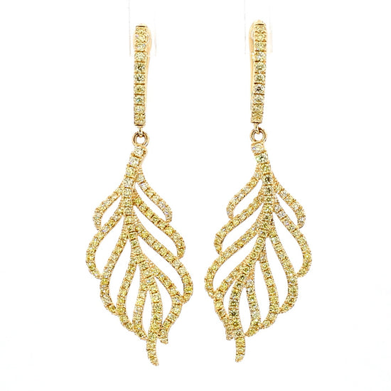 Natural Yellow Round Diamond 1.29 Carat TW Gold Earrings