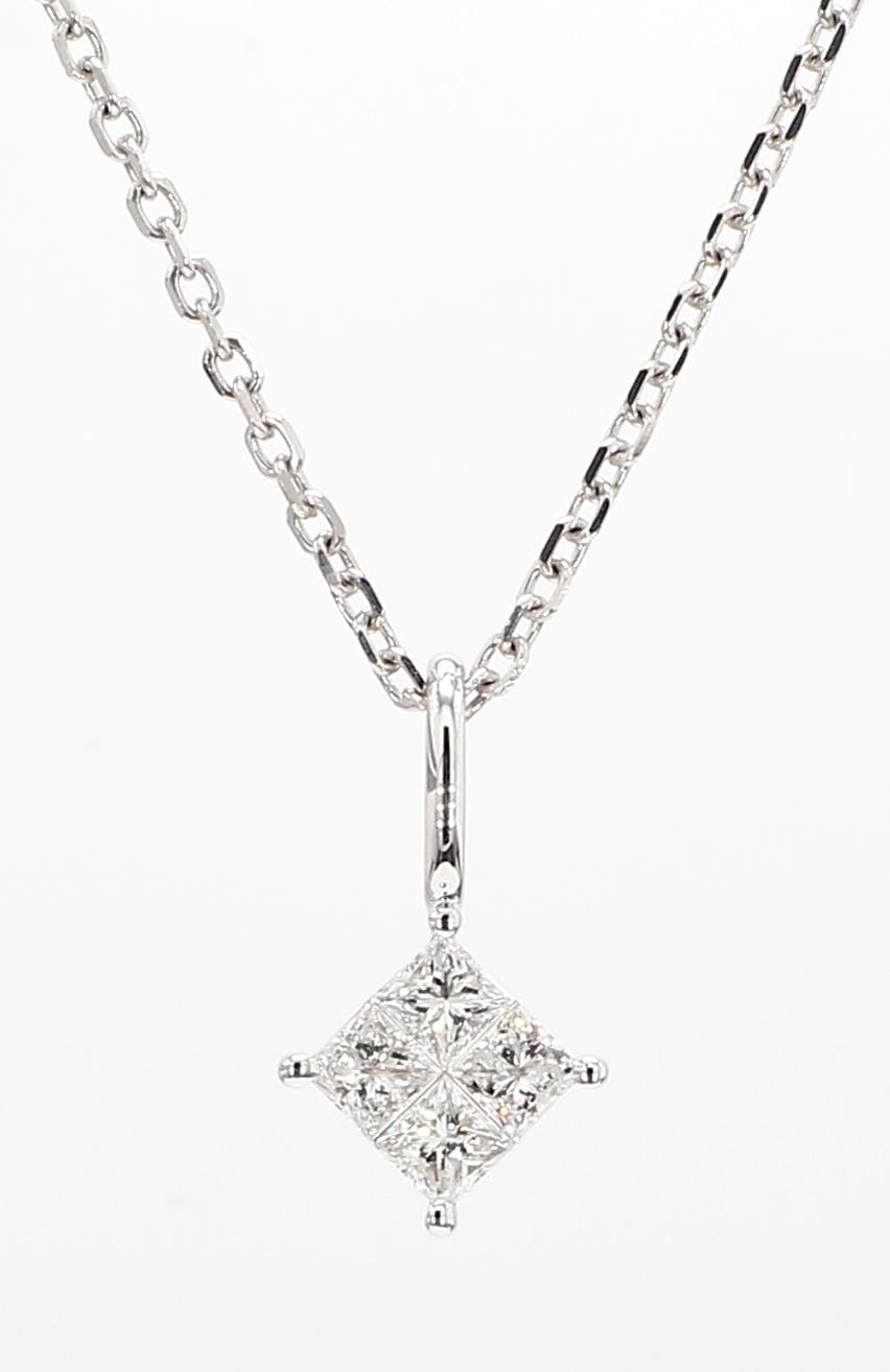 Natural White Round Diamond .37 Carat TW White Gold Drop Pendant