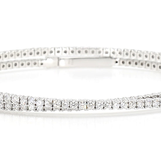 Natural White Round Diamond 3.46 Carat TW White Gold Cuff Bracelet