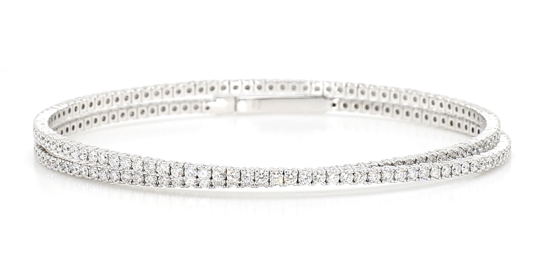 Natural White Round Diamond 3.46 Carat TW White Gold Cuff Bracelet