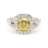 GIA Certified Natural Yellow Cushion Diamond 2.75 Carat TW Gold Cocktail Ring