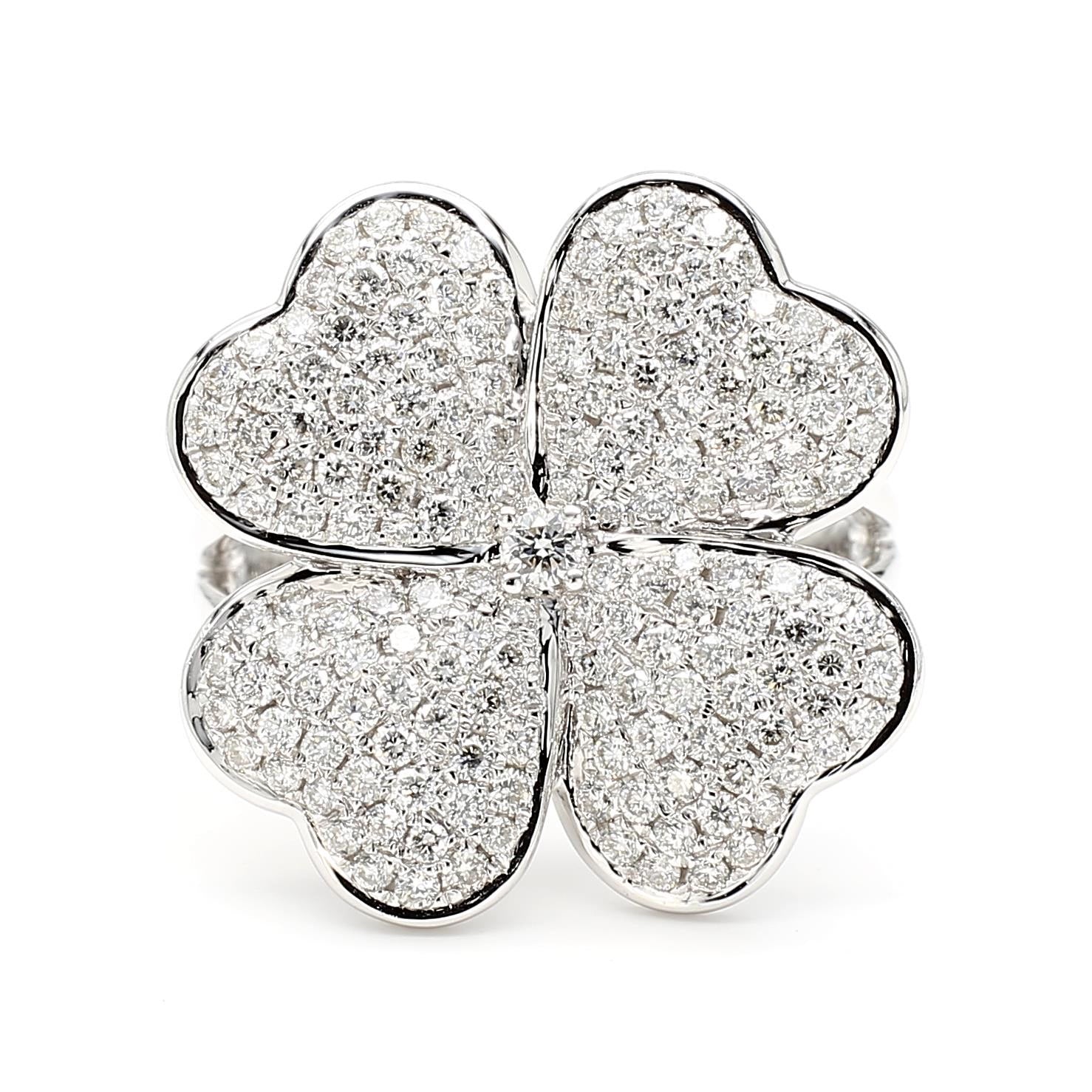 Natural White Round Diamond 1.16 Carat TW White Gold Cocktail Ring