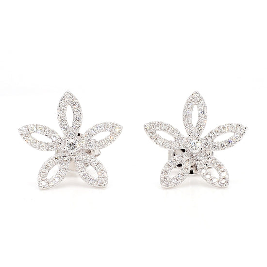 Natural White Round Diamond 0.56 Carat TW Gold Earrings