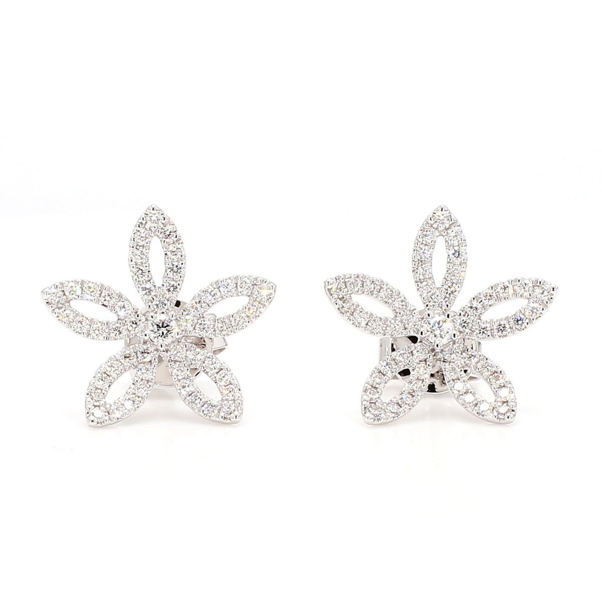 Natural White Round Diamond 0.56 Carat TW Gold Earrings