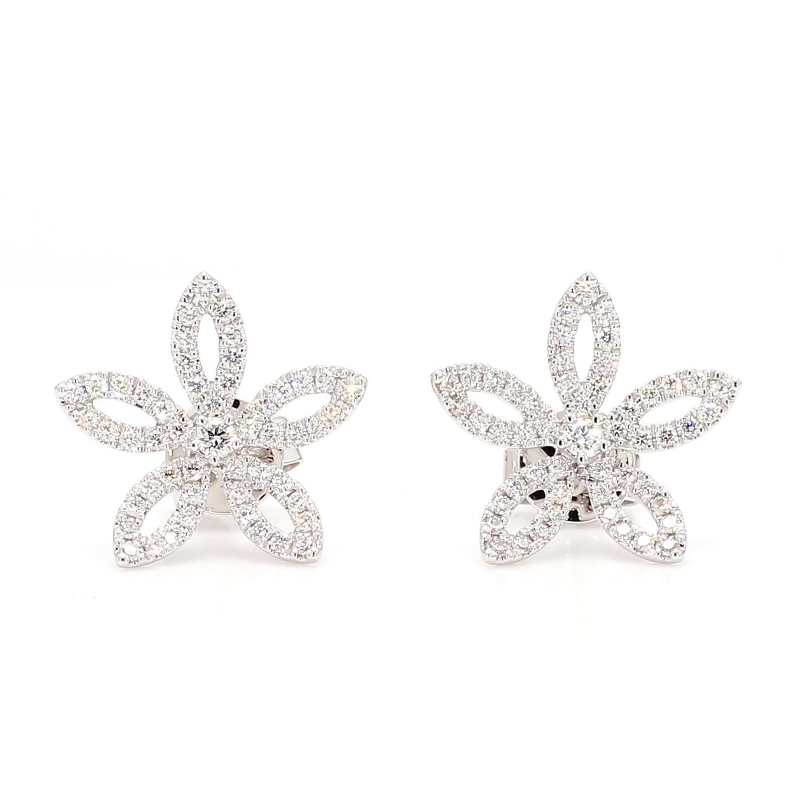 Natural White Round Diamond 0.56 Carat TW Gold Earrings