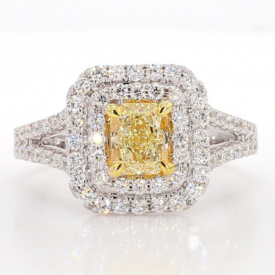 Natural Yellow Radiant Diamond 1.50 Carat TW Gold Cocktail Ring