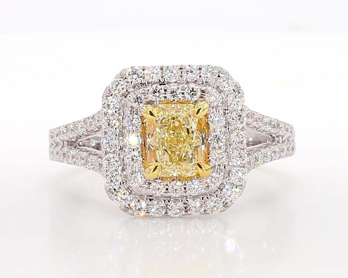 Natural Yellow Radiant Diamond 1.50 Carat TW Gold Cocktail Ring